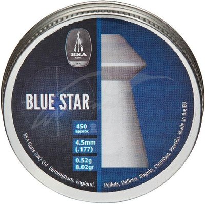 Кулі пневм BSA Blue Star, 4,5 мм, 0,52 г, 450шт/уп / на складі 2192.01.37 фото
