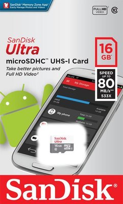 Карта пам'яті SanDisk Ultra microSDHC UHS-I 16Gb 80 mb/s / в магазині SanDisk Ultra 16Gb фото