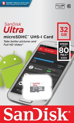 Карта пам'яті SanDisk 32GB Ultra microSDHC UHS-I class 10 80MB/s / на складі SanDisk microSDHC 32GB фото