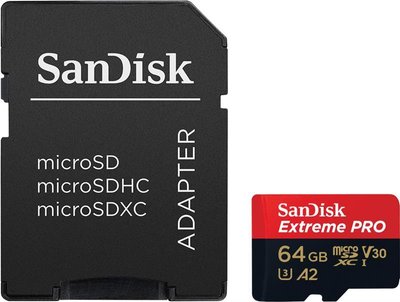 Карта пам'яті SanDisk 64GB microSDXC C10 UHS-I U3 R170/W90MB/s Extreme Pro V30 + SD / на складі SanDisk 64GB Ex/Pro фото