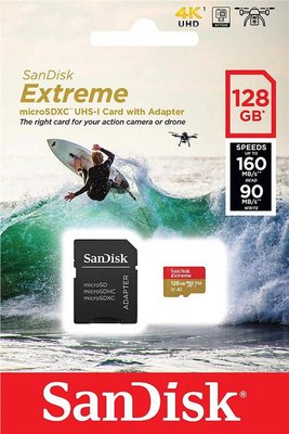 Карта пам'яті SanDisk 128GB microSDXC C10 UHS-I U3 R160/W90MB/s Extreme V30 + SD / на складі SanDisk 128GB Ex фото