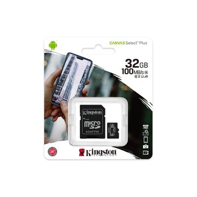 Карта пам'яті Kingston 32GB microSDHC C10 UHS-I R100MB/s Canvas Select / В магазині Київ kingston 32GB фото