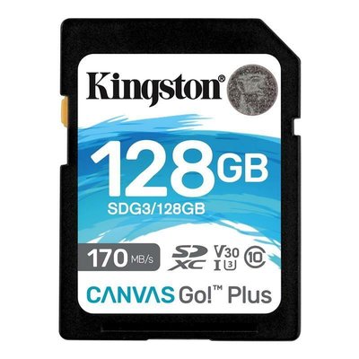 Карта пам'яті Kingston128GB SDXC C10 UHS-I/U3 R170MB/s Canvas Go Plus + SD / в магазині Київ Kingston 128GB фото