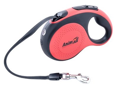 AnimAll рулетка-поводок для собак L до 25 кг/5 метров красно-чёрный с LED фонариком, MS7016-5M 2178261005 фото