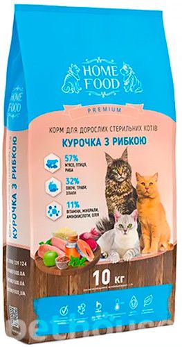 Home Food Premium Куриця з рибою для стерилізованих котів 10кг 2024545592 фото