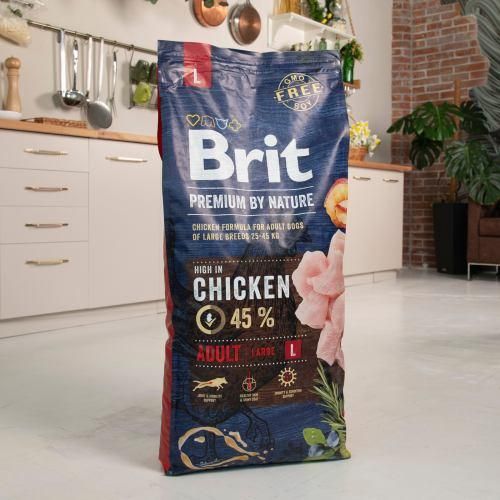 Сухий корм Brit Premium Dog Adult L для дорослих собак великих порід, з куркою, 15 кг 2004922440 фото